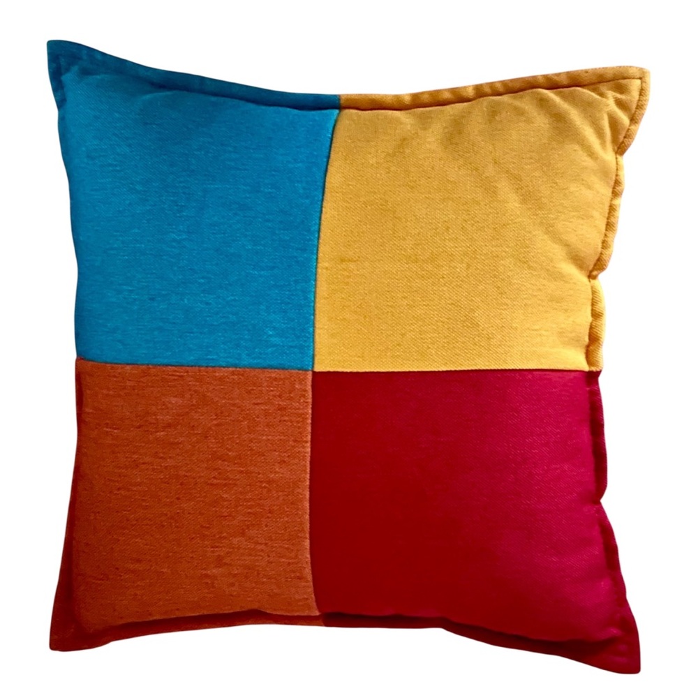Two New 15” Indoor/Outdoor Colorful Throw Pillows With Zippered Canvas Covers